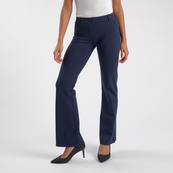 BETABRAND Dress Pant Yoga Pants Boot Cut Pull On Navy Blue Womens Small Petite - Picture 1 of 9